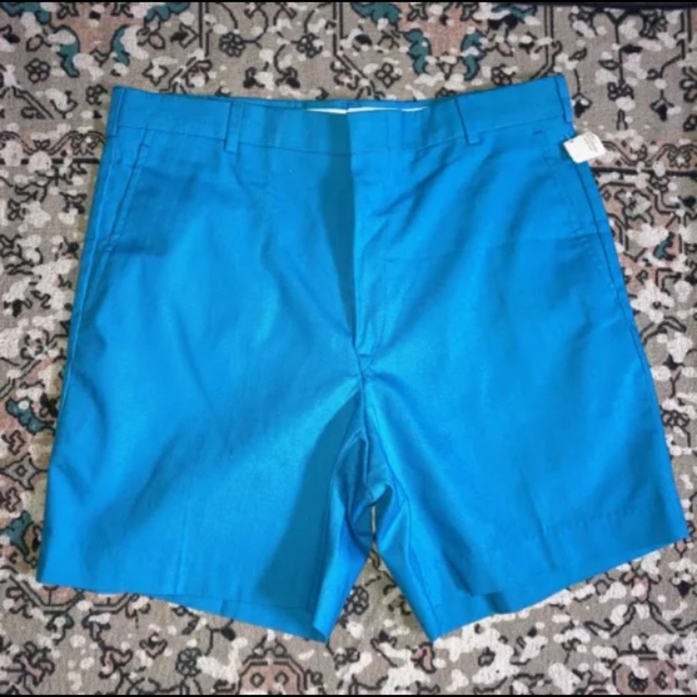 Vintage Boundary Waters  Turquoise Blue Men’s Tennis Cotton Golf Shorts 34 S New
